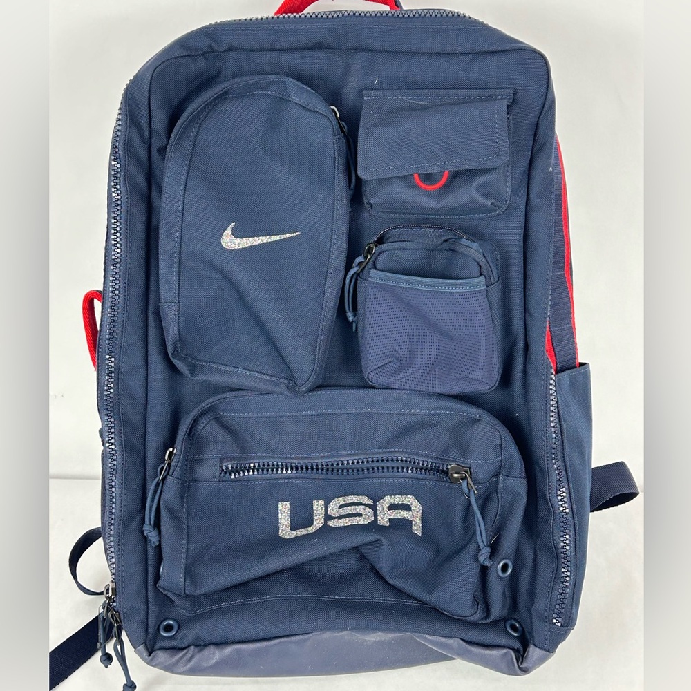 Nike | Utility Elite Backpack, navy with red trim and “USA” detail